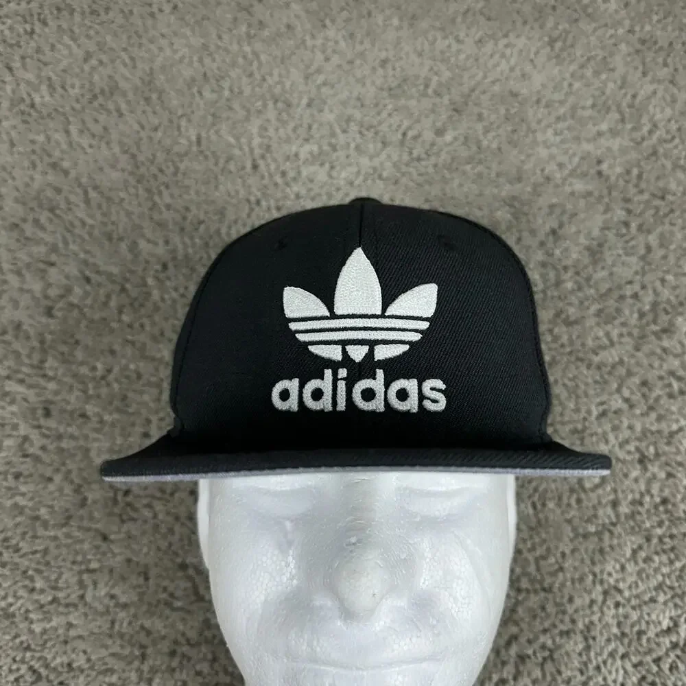 Adidas Originals Hat Boys One Size Black White Trefoil Snapback Cap Kids